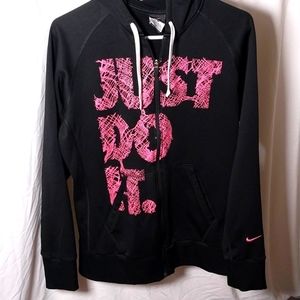 Nike-Just Do It.- Women's Black/Pink Hoodie Size M